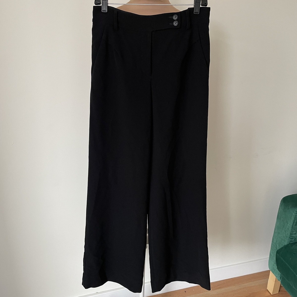 Giorgio Armani Black High Waisted Wide Leg Stretch Polyester Giorgio Armani Black High Waisted Wide Leg Stretch Polyester