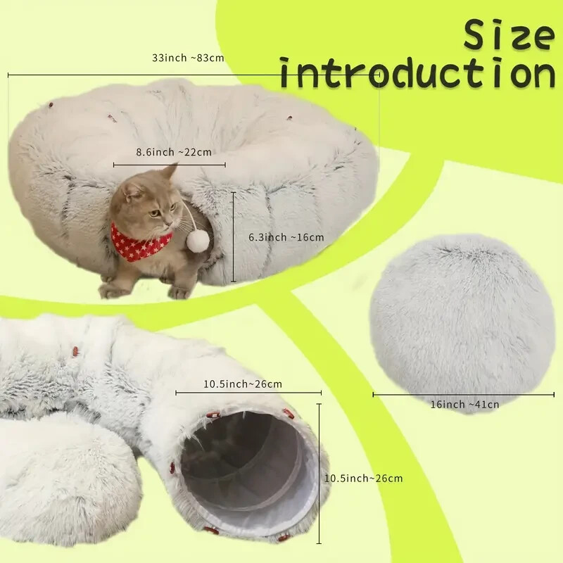 Cat Tunnel Plush Warm Foldable Detachable Washable Pet Nest Multi