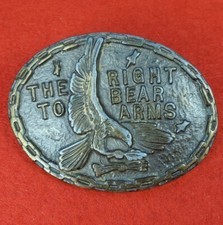 THE RIGHT TO BEAR ARMS VINTAGE BELT BUCKLE 2nd AMENDMENT USA 3-1/2"  2-1/2"