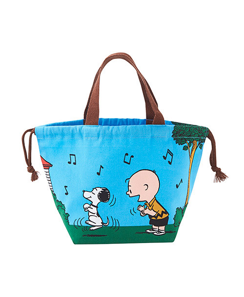 Snoopy X familiar Vintage Peanuts Lunch Tote Bag Bento 100 cotton Made