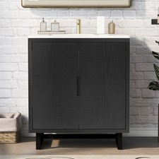 30" Modern Bathroom vanity Set with Resin Sink Wood Bathroom Storage Cabinet
