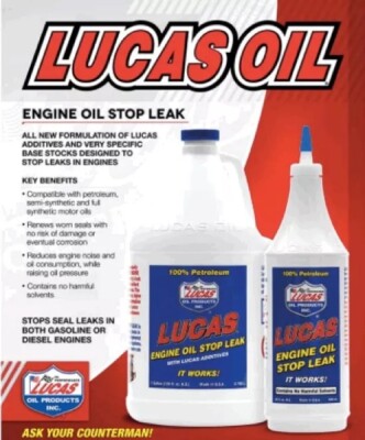 3 Quarts LUCAS Engine Oil Stop Leak Additive For Gasoline or Diesel Engines