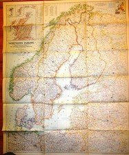 Rare VTG FINLAND SWEDEN NORWAY National Geographic August 1954 NORTH EUROPE Map