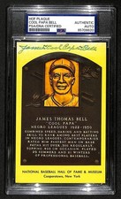 Cool Papa Bell Signed/Auto Gold HOF Plaque Postcard Grays PSA/DNA BA203846