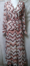 New WHITE HOUSE BLACK MARKET Size 4 Printed Chiffon Maxi Dress Slit Sleeves 190