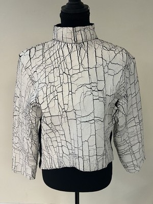 Balenciaga Paris FW13 Crackled Effect Jacket Wool Mohair Cashmere Italy 38