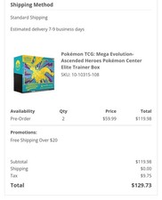 Pokemon Center Mega Evolution: Ascended Heroes ETB 2/20/2026 pre-order 