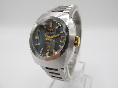 [Exc+3] Technos Firebird Automatic Blue Dial Date Vintage Men's Watch Japan