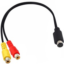 6Pin S-Video Mini DIN 6P to 2 Dual RCA Female Audio Video Adapter Cable Cord