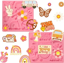 2pcs Groovy Hippie Fondant Molds, Boho Cake Decoration Silicone Molds, Peace ...