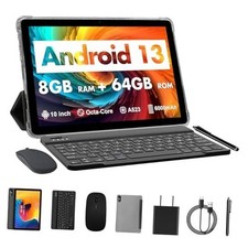 10-Inch Android 13 Tablet, 4 4GB Expand RAM 64GB Storage 2 in 1 Tablets Grey