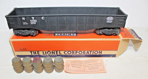 Lionel Postwar 6462 Black NYC Gondola w/Barrels & Tag Boxed NICE