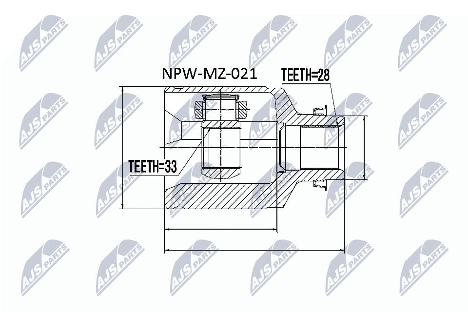 NTY Drive Shaft Joint Set NPW-MZ-021 For Mazda 28x33 Differential/Wheel Side