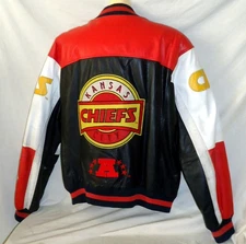 NFL Leather Varsity Jacket K.C Chiefs Football G-III Carl Banks Quarterback Club
