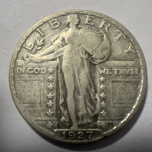 1927 S Standing Liberty Silver Quarter Key Date-VF