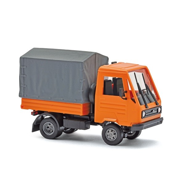 Busch 42253 - 1/87 Multicar M26 With Flatbed/Cover, Orange - New