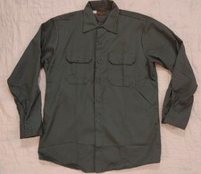 Vintage Dee Cee Chore Shirt sz 16/44 Green Perma Press Made USA Washington Mfg