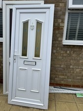 UPVC Door and Frame Used White panel open in front panel rear garage porch