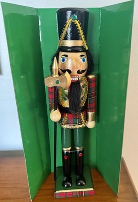KURT ADLER Nutcracker 15'' Red Green Plaid Soldier NIB F2218 CHRISTMAS GIFT