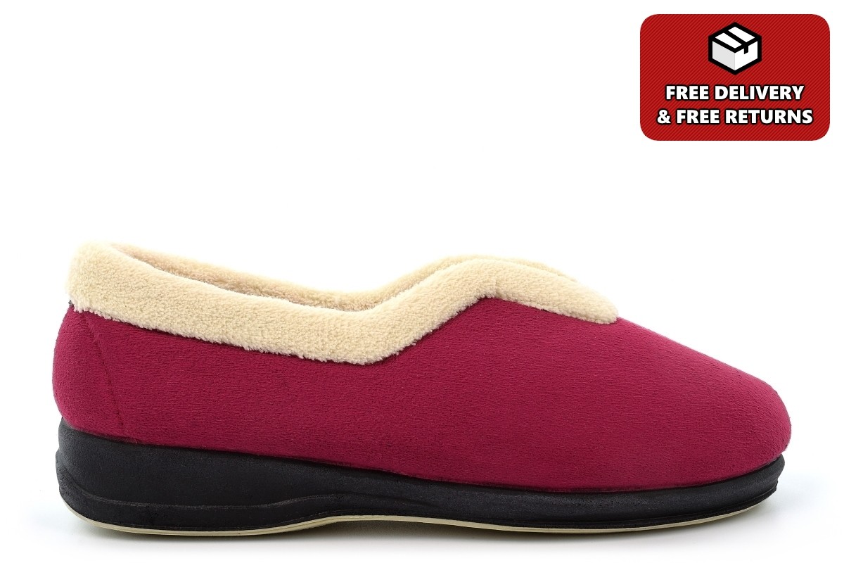 SAOLA Sleepers Ciabatte Donna Olivia Memory Foam Slip On Gola a V Suola in Gomma Vino