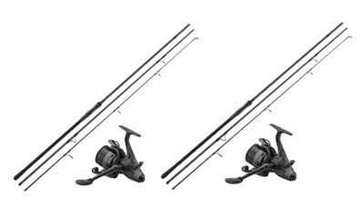 Karpfenset 2x Daiwa Black Widow XT Carp 3,60m 3,00lbs 2x DAM Runshift 3L 5000FS