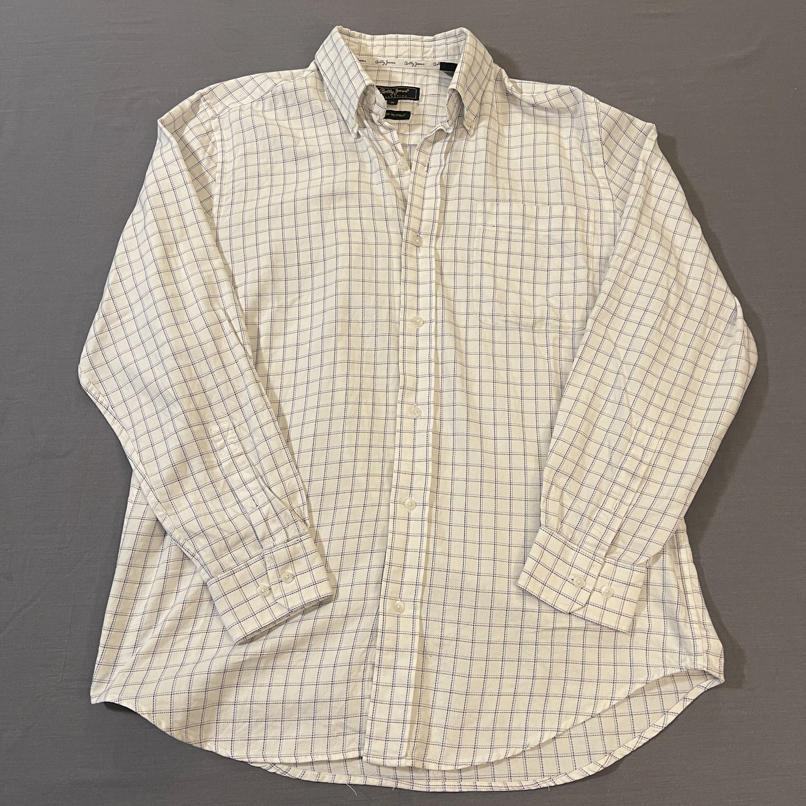 Bobby Jones Shirt Mens Medium Blue White Check Button Down Dress Long Sleeve