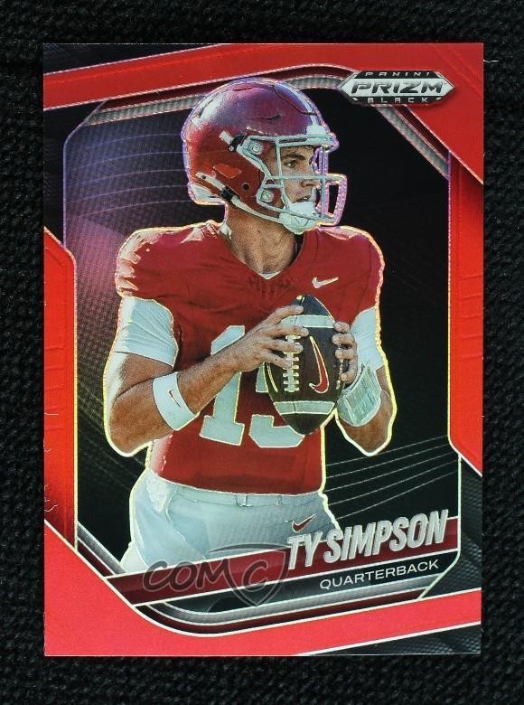 2025 Panini Prizm Black Prospects Red Prizm 240/299 Ty Simpson #152 1op5