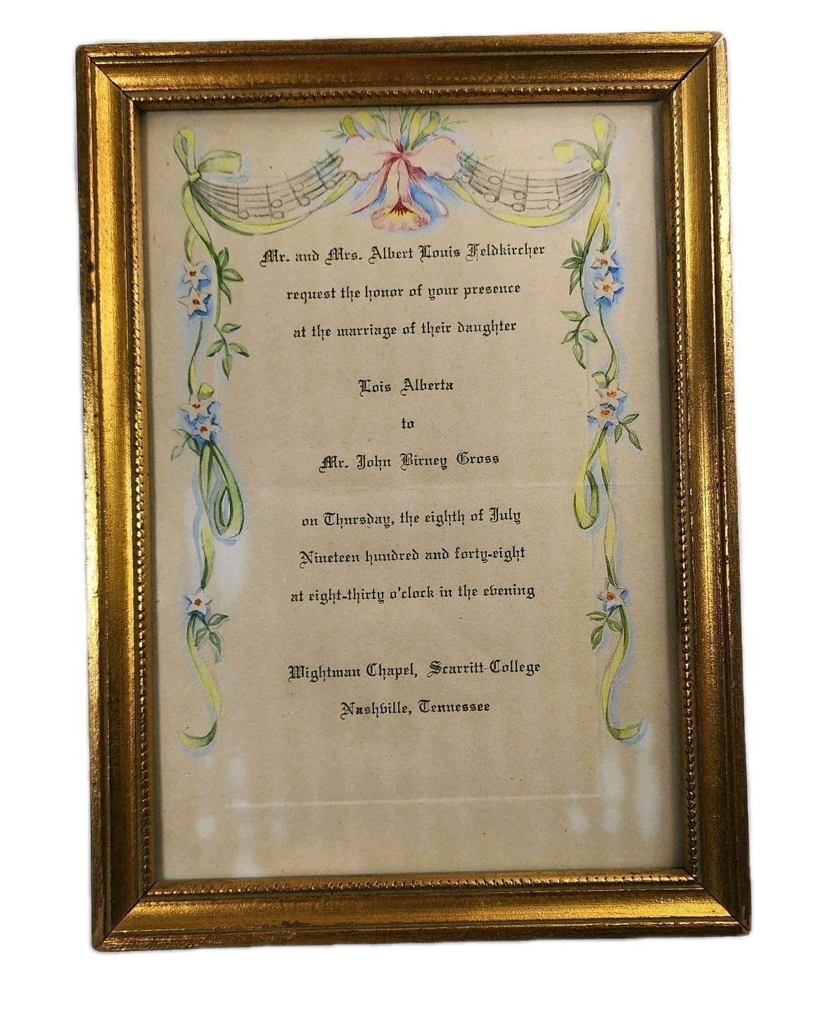 Vintage 1948 Wedding Invitation Announcement Professionally Framed Ready To Hang