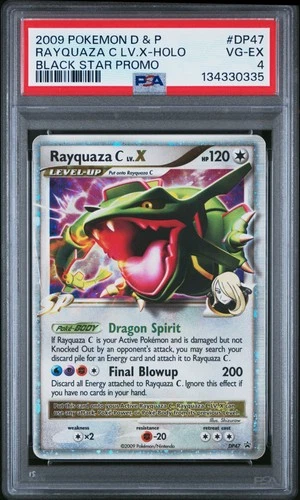 2009 POKEMON DIAMOND & PEARL BLACK STAR PROMO #DP47 RAYQUAZA C LV.X-HOLO PSA 4