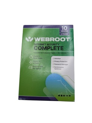 Webroot Internet Security Complete 10 Devices 2 Years New Retail Box