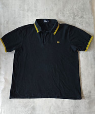 Fred Perry M1200 Twin Tipped Polo Shirt Mens XL  Black Yellow Made in Portugal