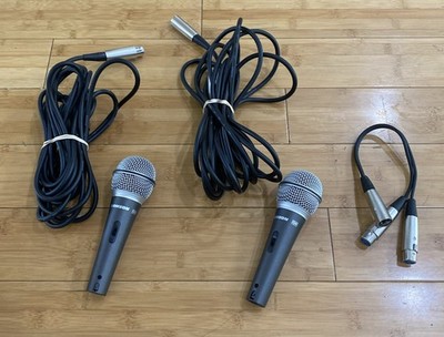 2x Samson Q6 Dynamic Handheld Microphone Vocal Instrument with Cables Excellent