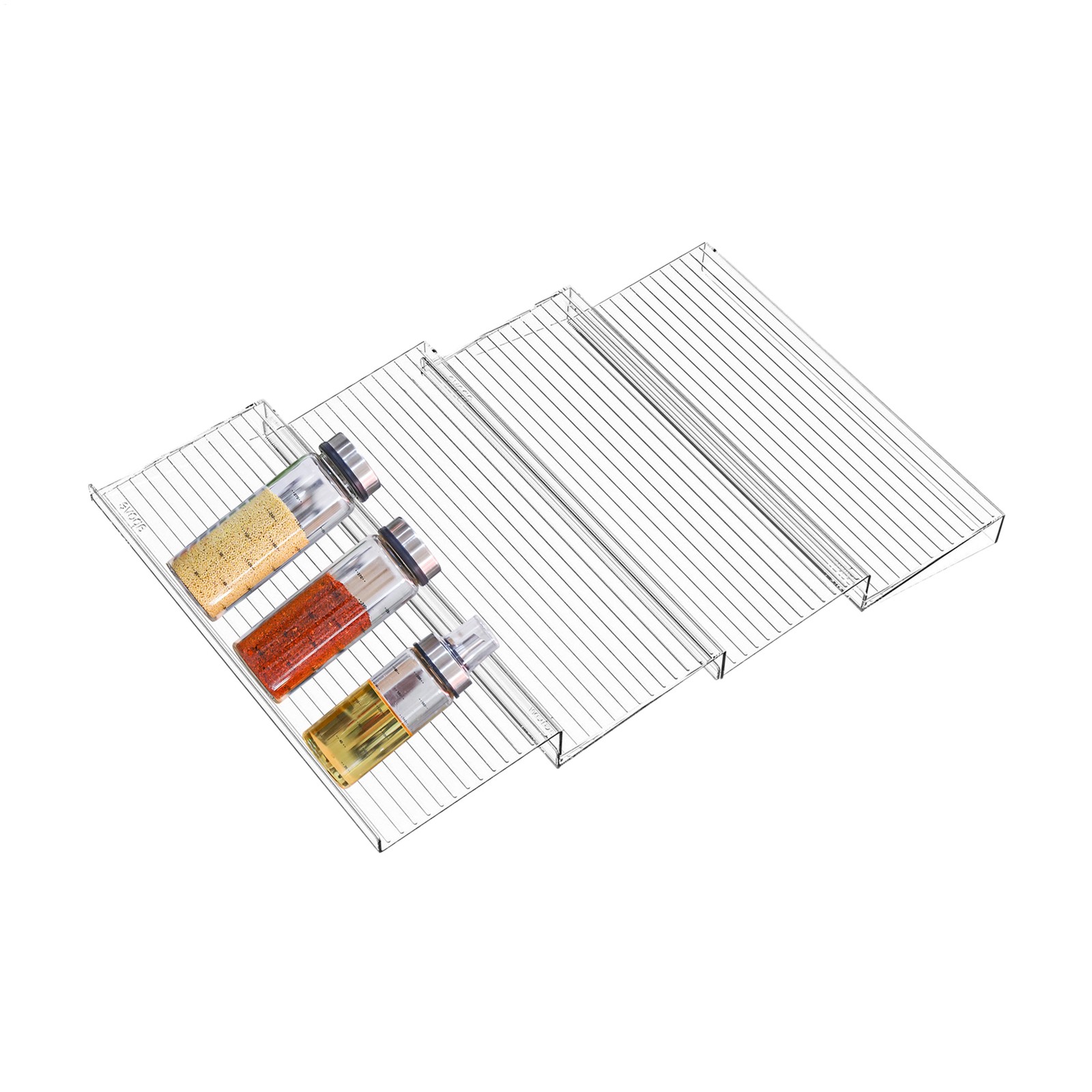 4-Tier Clear Acrylic Spice Drawer Organizer with Slanted Jars