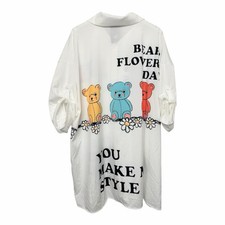 Made In Italy BEARS & FLOWERS Oversized Button Up Tunic Dress