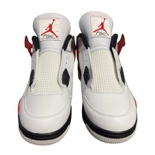 Jordan Air Jordan 4 Retro Fire Red Mid Top Leather Sneakers White Red Black