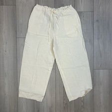 Vintage Liz Claiborne First Issue Size 12 Linen Wide Leg Cropped White Pants