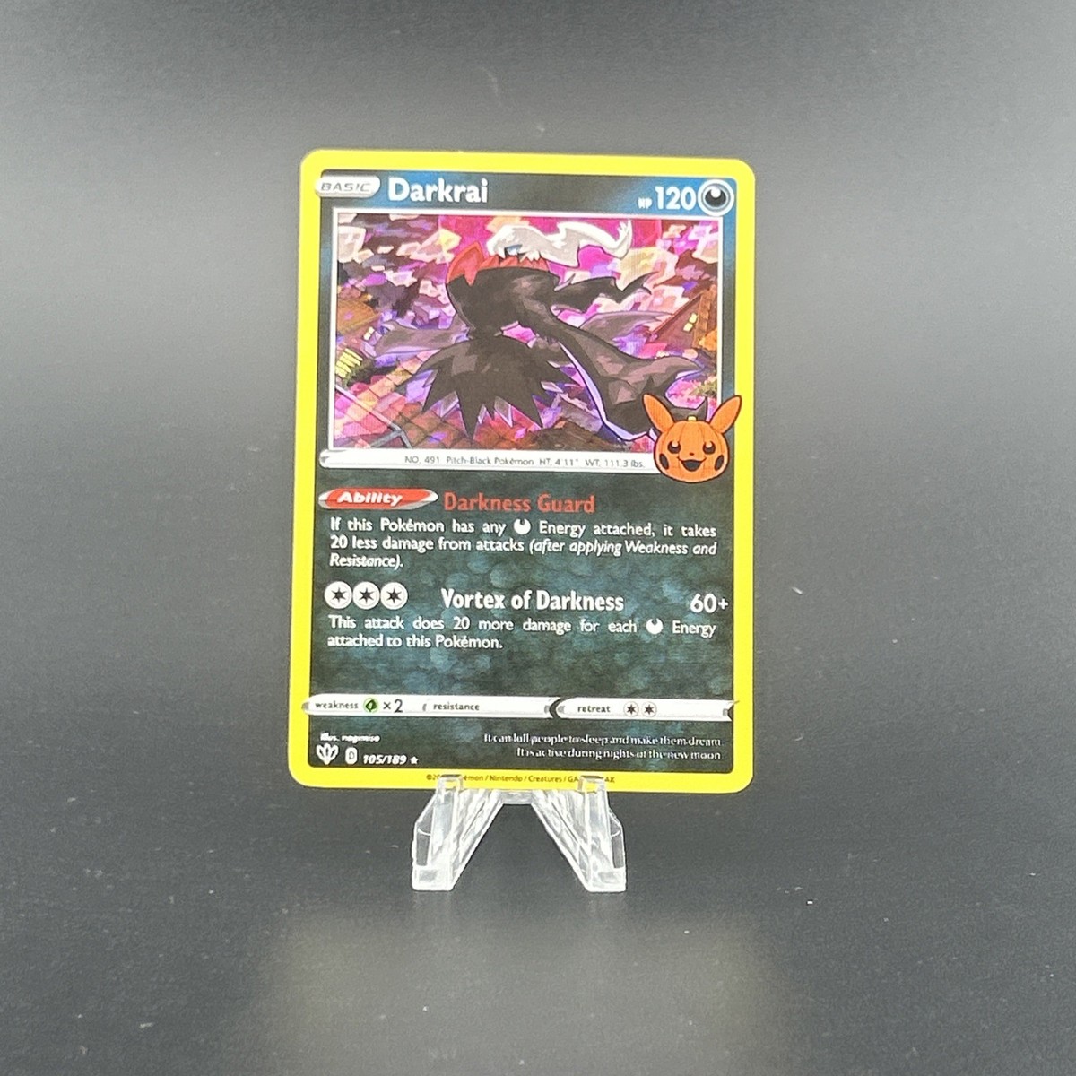 darkrai holographic pokemon card Darkrai - SWSH03: Darkness Ablaze [HOLO]