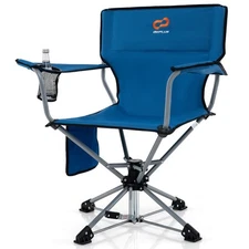 360° Swivel Hunting Chair with Mesh Cup Holder & Storage Pockets Cozy Backrest