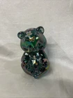 Fenton Glass Iridescent Misty Blue Sitting Bear Hand Painted & Signed