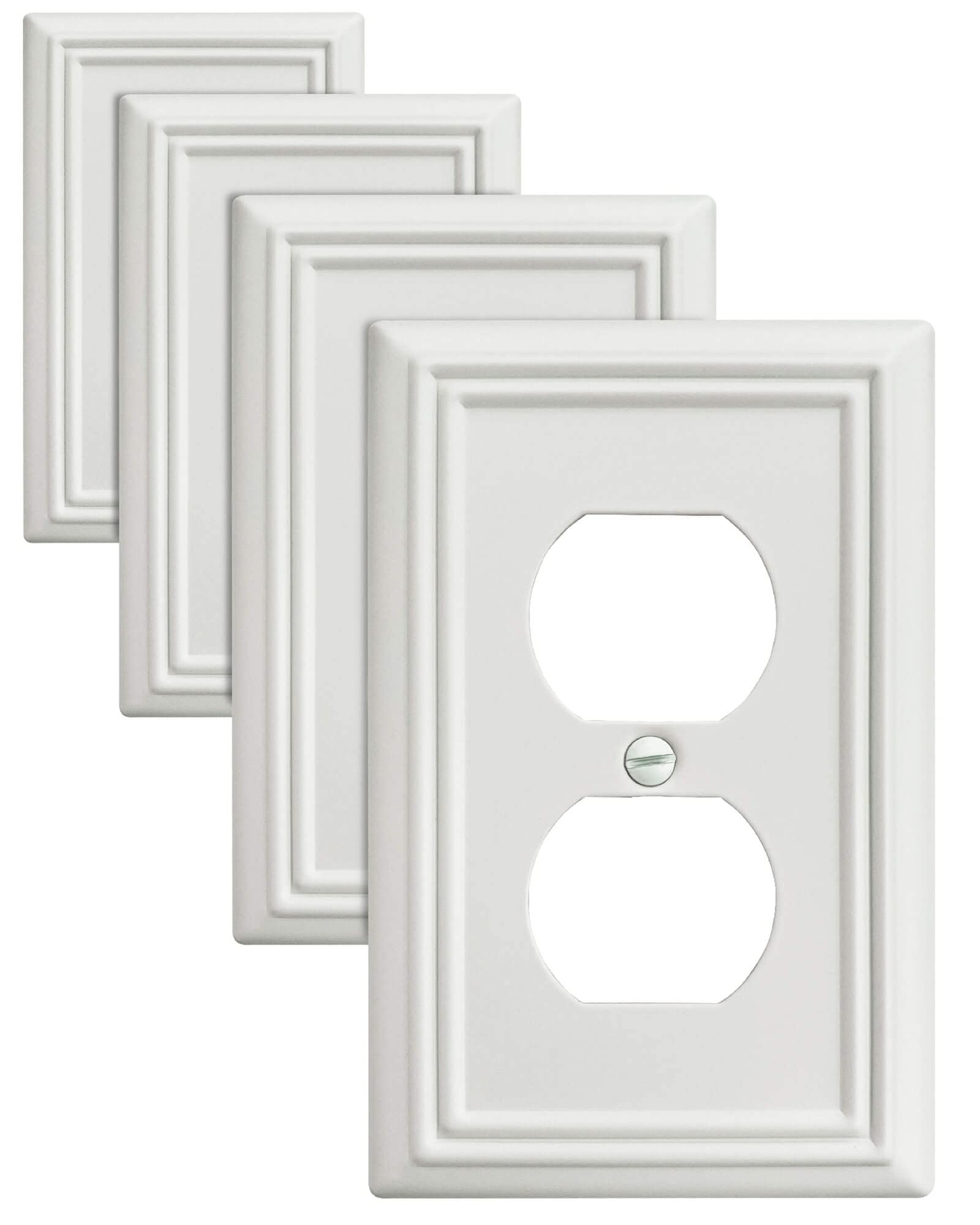 ДВУХСТОРОННЯЯ КРЫШКА ДЛЯ РОЗЕТКИ ZILLSEA, 4 шт., МЕТАЛЛИЧЕСКАЯ НАСТЕННАЯ НАКЛАДКА,УПАКОВКА ИЗ 4 шт.,A034D14 - БЕЛЫЙ