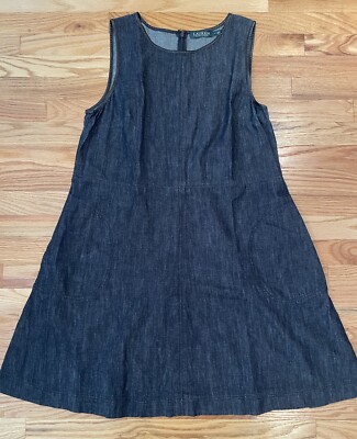 Lauren Ralph Lauren Chambray Dress Women 14 Denim Faux