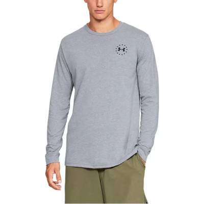 UNDER ARMOUR MEN'S FREEDOM FLAG LONG SLEEVED, GREY, SMALL *DISTRESSED PKG