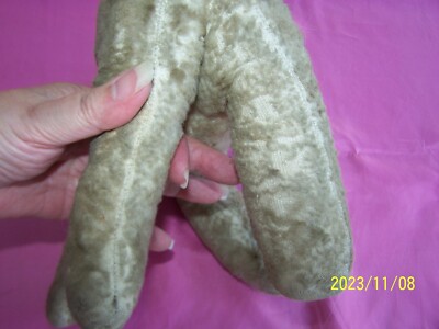 Ancienne Peluche Chien En Paille – Yeux Sulfure – Jouet Vintage France