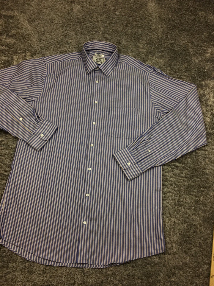 Jos A Bank Button Up Shirt Men Size Large 16.5 -36 Blue Striped Long Sleeve 1905 - Image 2 of 4