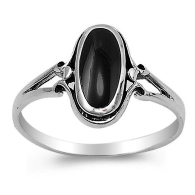 Fine Women 925 Sterling Silver Simulated Black Onyx Ladies Ring |