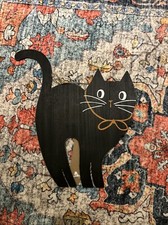 Black cat porch sign