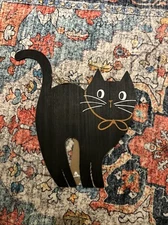 Black cat porch sign