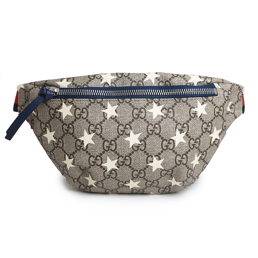 【GUCCI】Kids GG Heart Star Print Belt Bag Beige Blue Suprem GUCCI Children's Star Belt Bag GG Supreme canvas, Beige