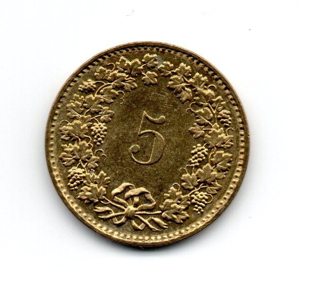 Switzerland 1989, Head of Libertas, Roman goddess, 5 rappen,