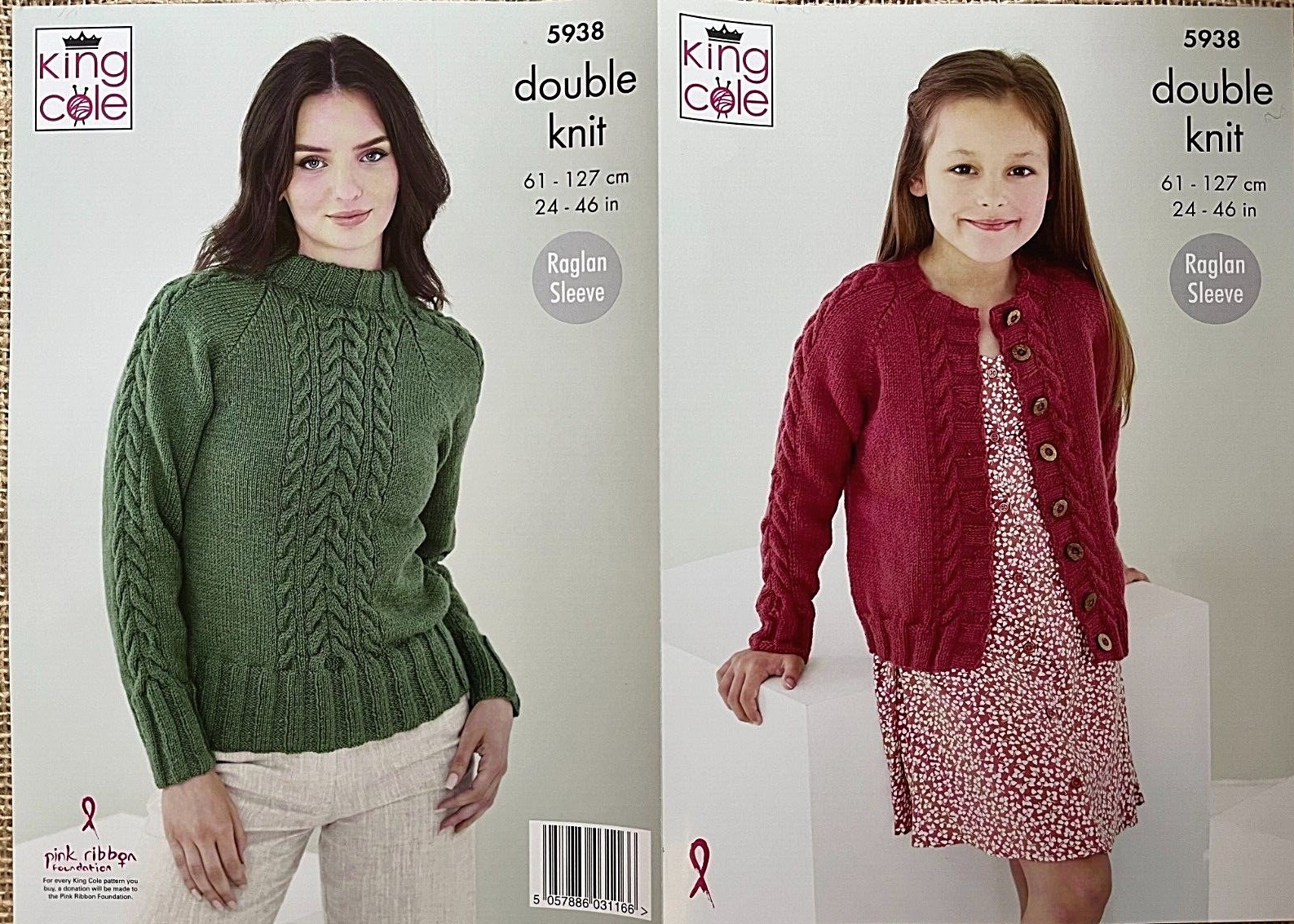 King Cole Ladies & Girls DK Knitting Pattern Cable Knit Sweater & Cardigan 5938 - Image 5